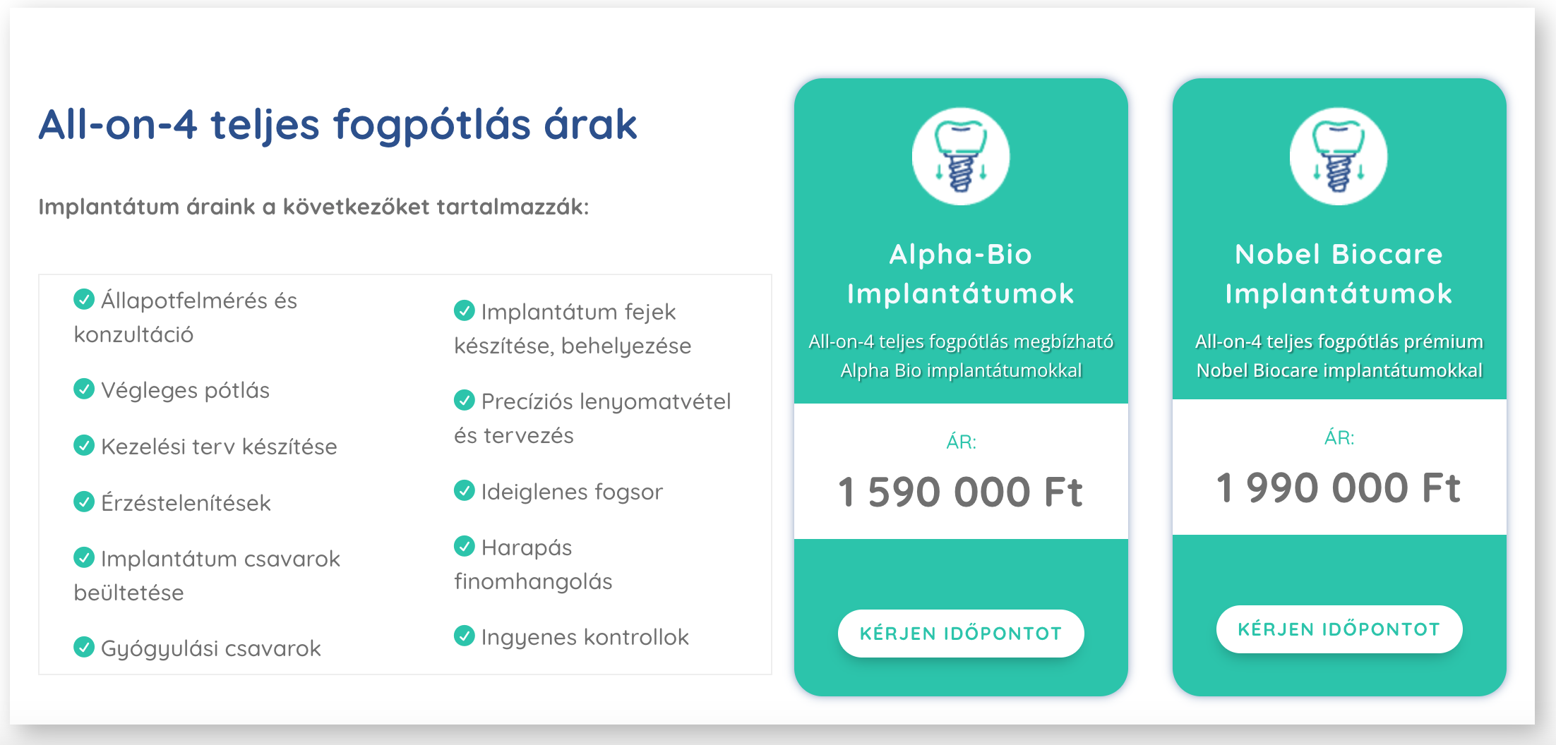 All-on-4 teljes fogpótlás árak